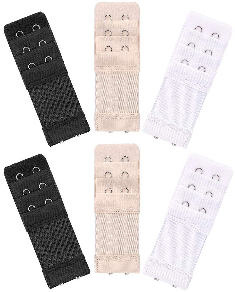 Akstore 6 Pieces Women's Soft Comfortable Elastic Bra Extenders Bra Extension Strap 2 Hook 3 Row Lady's Bra Extender Bra Band (Multicolors) - Image 1